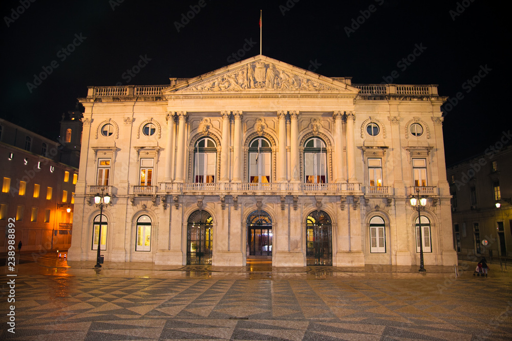 Building of the Town Hall and municipal square , Lisbon, Portugal.