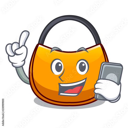 With phone female hobo bag isolated on mascot