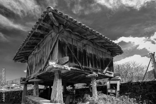 Horreo asturiano. Asturian barn. Popular architecture in Vibaño. Asturias. Spain. photo