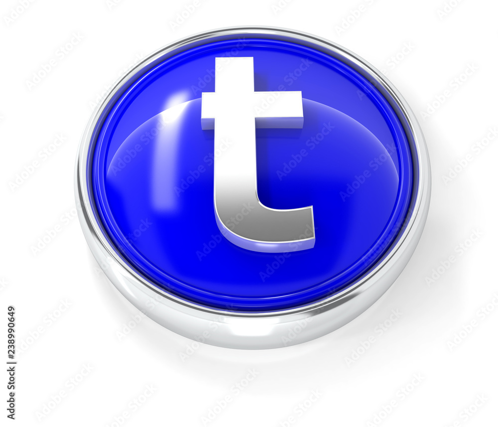 t icon on glossy blue round button t icon on glossy blue round button