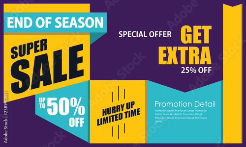 Sale banner template background, Big sale special offer up to 50%. end of season super sale banner. black friday. modern sale design. vector illustration. - Vector