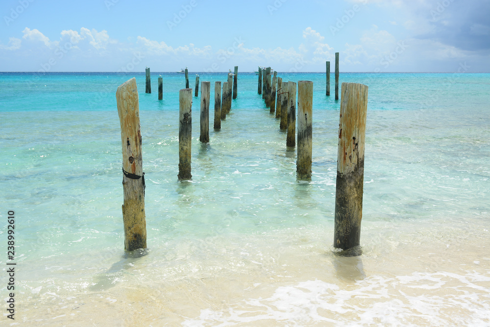 NASSAU, BAHAMAS - MAY 3, 2018: Beautiful beach in historic Clifton Heritage National Park NASSAU, BAHAMAS - MAY 3, 2018: Beautiful beach in historic Clifton Heritage National Park