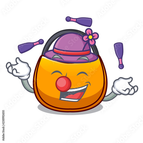 Juggling hobo bag shape on a cartoon