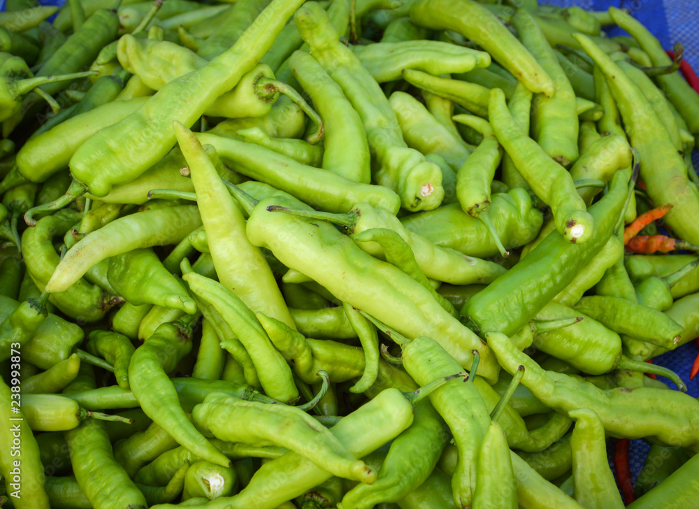 Green chilli background - banana peppers / Green pepper chilli pile on the background Green chilli background - banana peppers / Green pepper chilli pile on the background