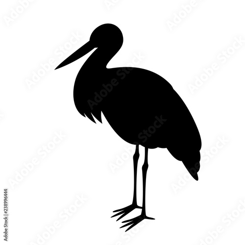 stork stends, vector illustration ,  black silhouette