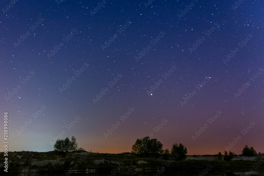 Time Lapse Of Stars And Sky. Night Sky Stars Background. Dark Interspellar Space