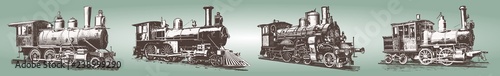 Locomotive engine vintage railway set #vector – Lokomotiven Dampflokomotive Eisenbahn