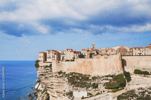 Beautiful view of Bonifacio town, Corsica island, France. Popular travel destination