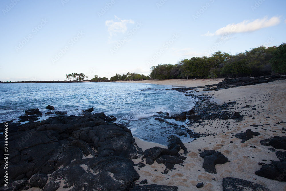 Lava and White Sand Beach Coastline in Hawaii Lava and White Sand Beach Coastline in Hawaii