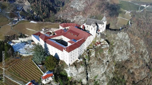 Aerial view over monastery of Sabiona in Trentino. Isarco Valley photo