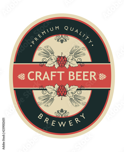 illustration of label for craft beer in retro style