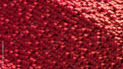 Cubic red purple pixel animated low poly background