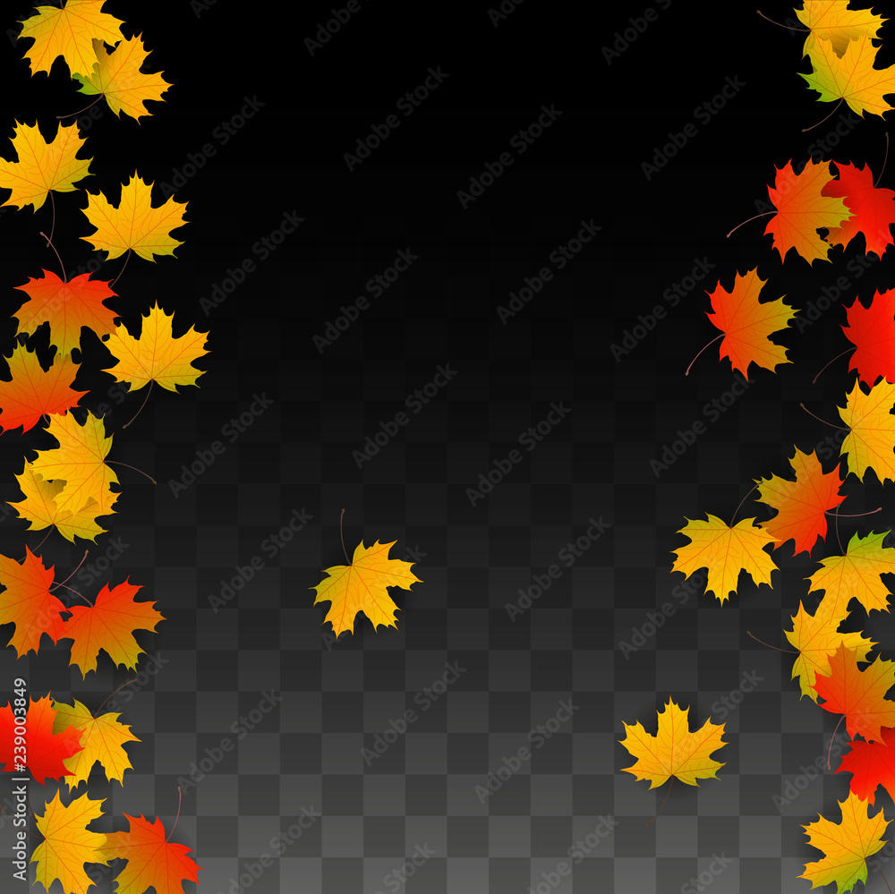 September Vector Background with Golden Falling Leaves. Autumn Illustration with Maple Red, Orange, Yellow Foliage. Isolated Leaf on Transparent Background. Bright Swirl. Suitable for Posters. September Vector Background with Golden Falling Leaves. Autumn Illustration with Maple Red, Orange, Yellow Foliage. Isolated Leaf on Transparent Background. Bright Swirl. Suitable for Posters.