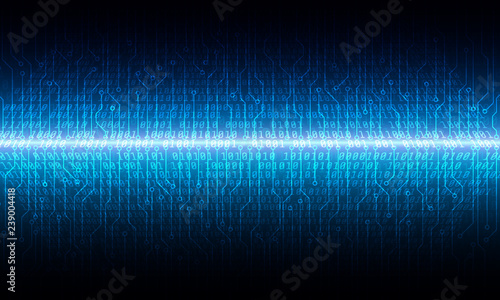 Circuit Board Hi Technology Sci fi Cyber Security Concept Vector Background. Abstract Blue Binary Digital Number Code And Illustration