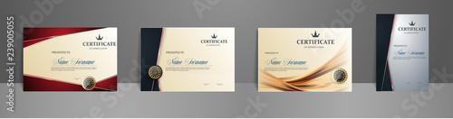 	 Certificate best award diploma set. Certificate of Appreciation template. Classical style.