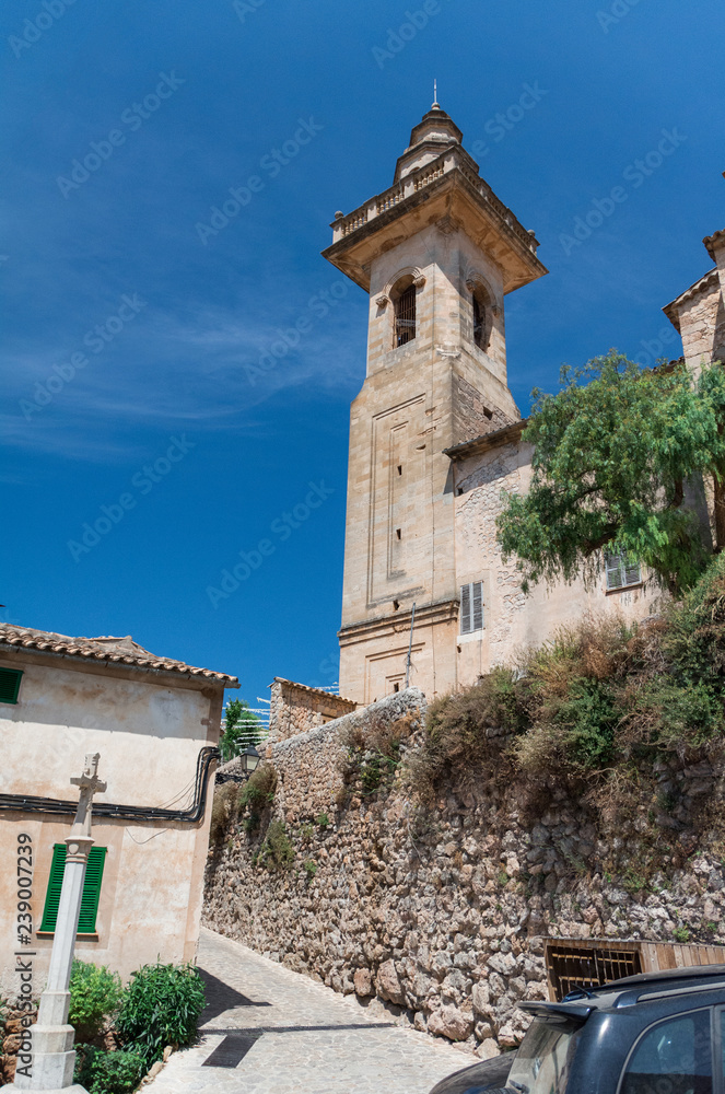 Mallorca, Balearic Islands, Spain - July 21, 2013: Parish Church of Saint Bartholomew in Valldemossa