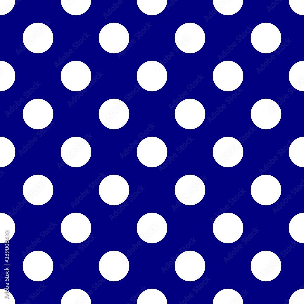 Blue and white polka dots, seamless pattern vector