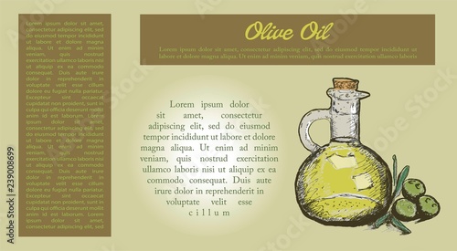 Olive oil and text for flyer design. 