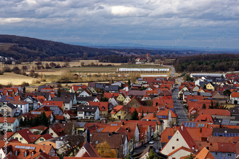 Landschaft und Weinberge bei Stammheim, Landkreis Schweinfurt, Unterfranken, Franken,  Bayern, Deutschland