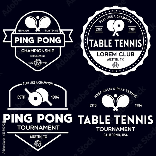 Printvector set of ping pong logos, emblems and design elements. table tennis logotype templates and badges.