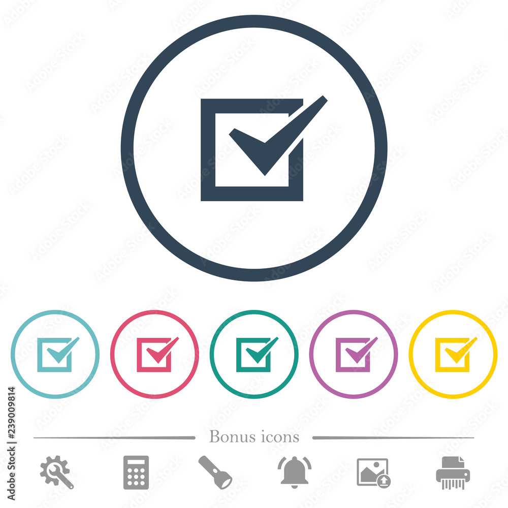 Checked box flat color icons in round outlines Checked box flat color icons in round outlines
