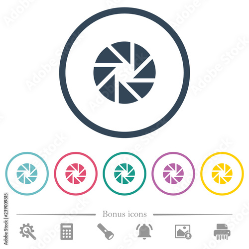 Aperture flat color icons in round outlines