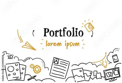 business document professional occupation resume portfolio concept sketch doodle horizontal copy space