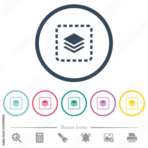 Place layer flat color icons in round outlines