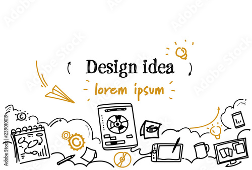graphic design idea development concept sketch doodle horizontal copy space