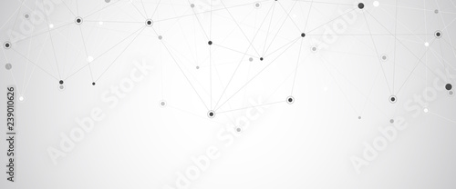 Geometric abstract background with connected dots and lines. Molecular structure and communication. Digital technology background and network connection.