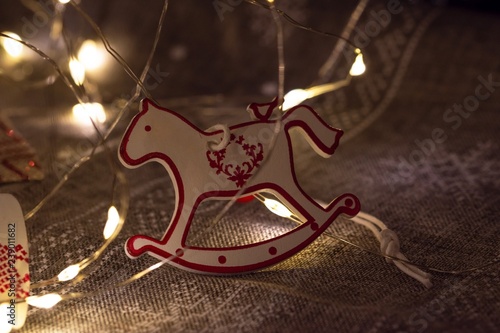 Christmas wooden decorative horse