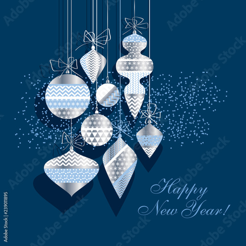 Vintage xmas bauble set vec...