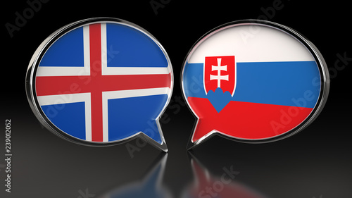 Iceland and Slovakia flags with Speech Bubbles. 3D illustration Free Download Iceland and Slovakia flags with Speech Bubbles. 3D illustration - GFXLoad