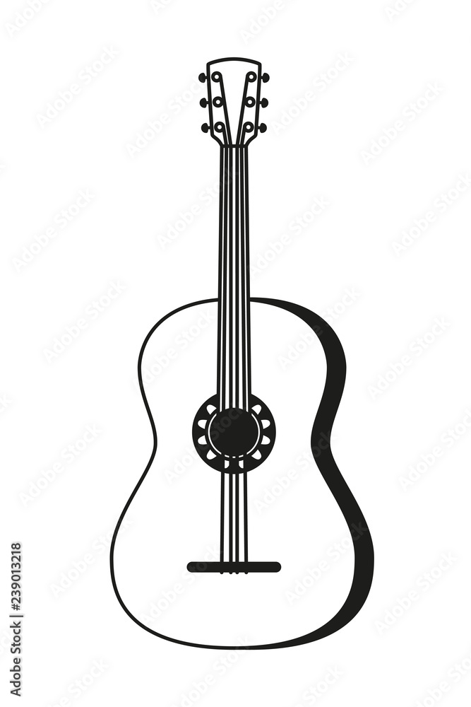 Black and white acoustic guitar.