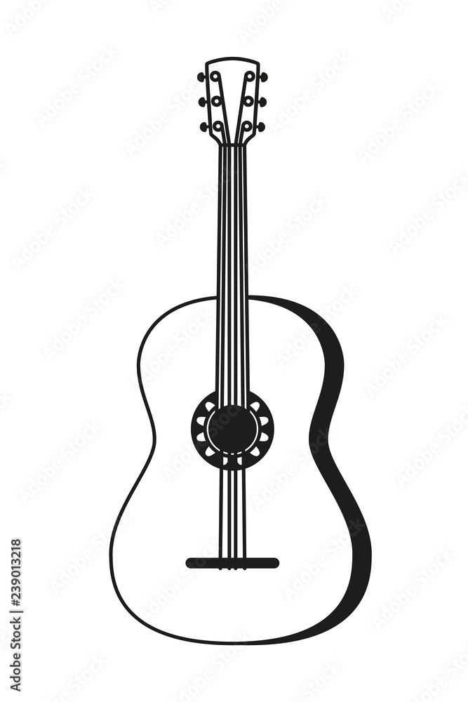 Black and white acoustic guitar. Black and white acoustic guitar.