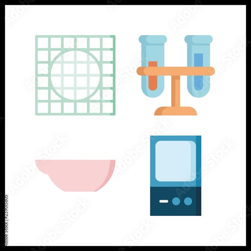 4 pharmacy icon. Vector illustration pharmacy set. medicine and evaporation dish icons for pharmacy works