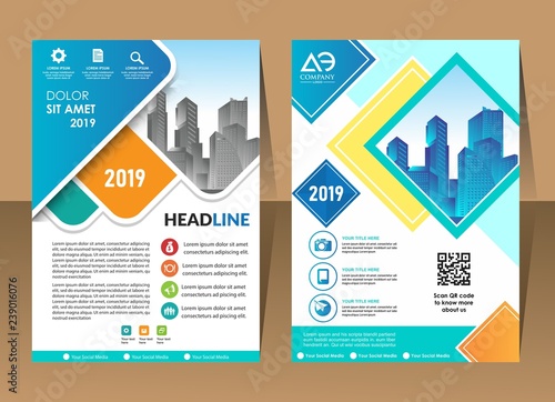 Poster brochure flyer design template vector, Leaflet cover presentation abstract geometric background, layout in A4 size 