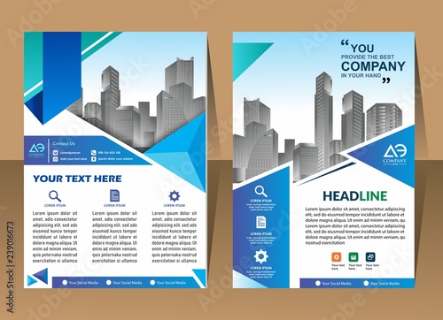 Business vector set. Brochure template layout, cover design annual report, flyer in A4 with colourful geometric shapes for PR, business, tech on bright background. Abstract creative design.
