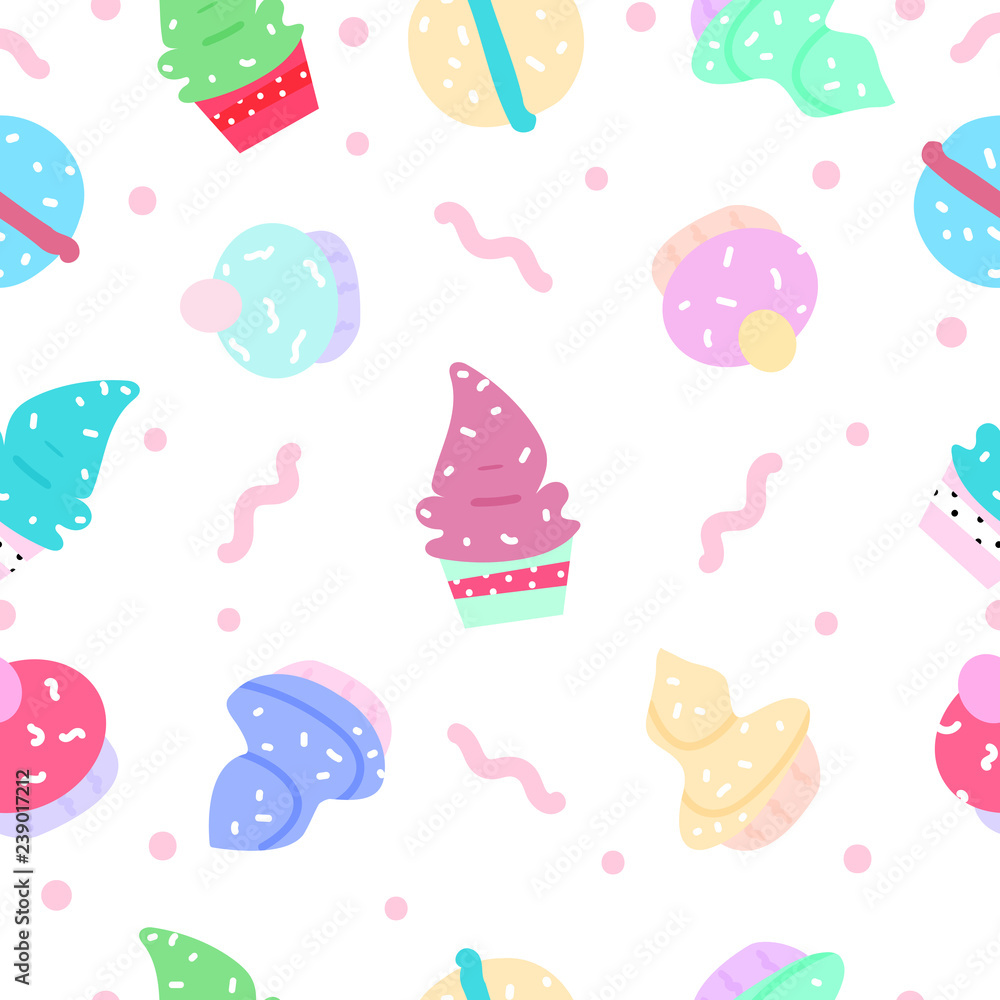 Dessert, sugar sweet food concept seamless pattern abstract background vector illustration
