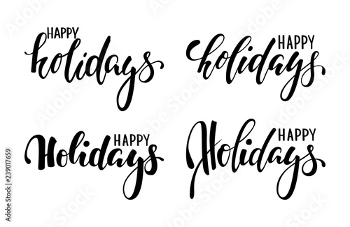 Happy holidays. Hand drawn creative calligraphy, brush pen lettering. design holiday greeting cards and invitations of Merry Christmas and Happy New Year, banner, poster, logo, seasonal holiday