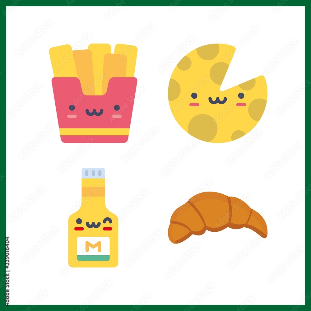 Fototapeta premium 4 french icon. Vector illustration french set. mustard and cheese icons for french works