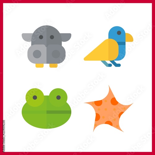 Fototapeta Naklejka Na Ścianę i Meble -  4 wildlife icon. Vector illustration wildlife set. sea star and frog icons for wildlife works