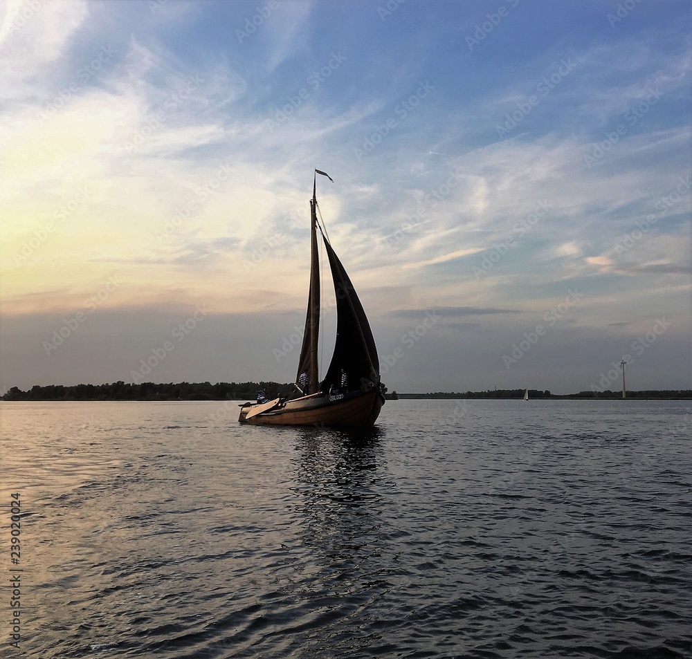 Ancient Dutch fishermans sailboat