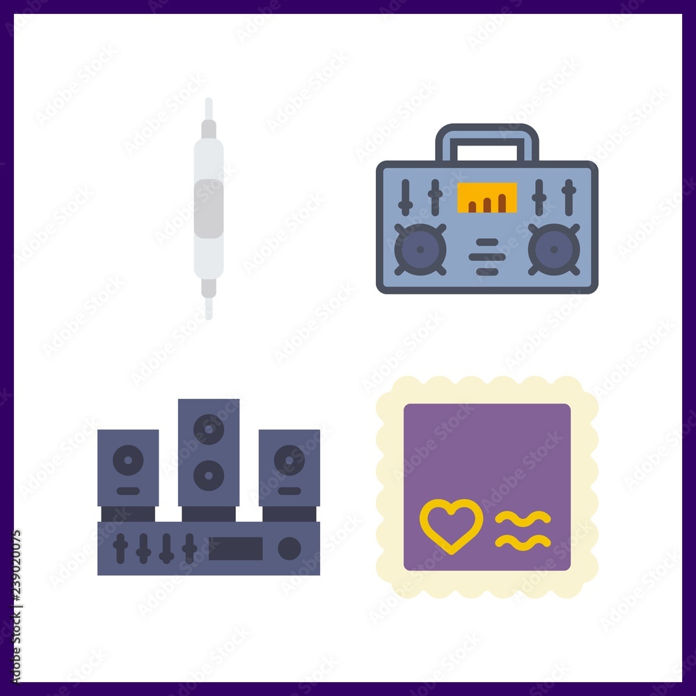 4 record icon. Vector illustration record set. volume controller and sound system icons for record works 4 record icon. Vector illustration record set. volume controller and sound system icons for record works