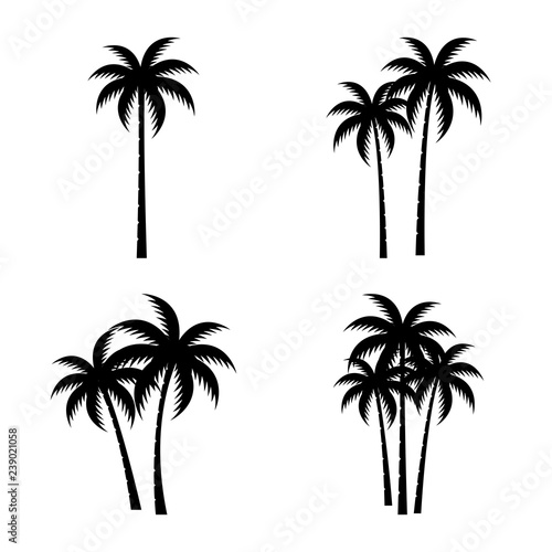 A palm tree silhouette set.