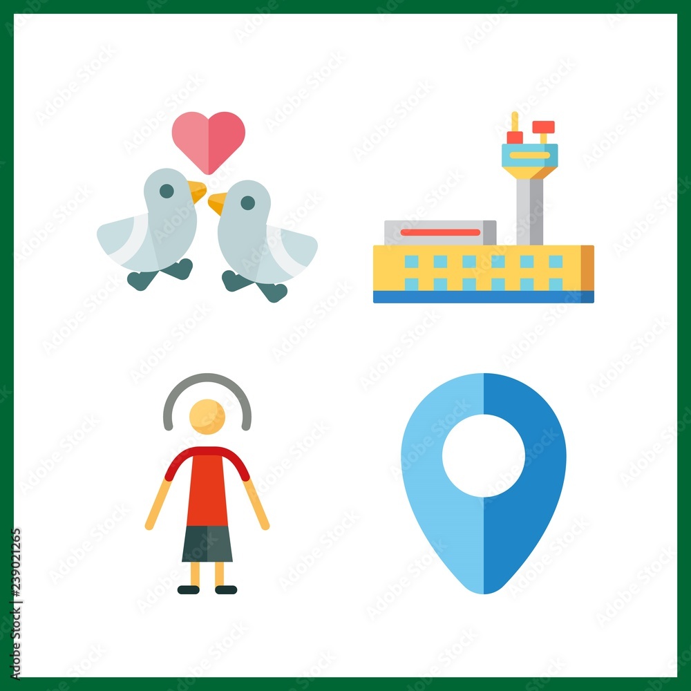 Obraz premium 4 silhouette icon. Vector illustration silhouette set. singer and maps and flags icons for silhouette works