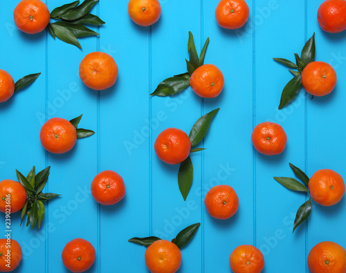 tangerines with green leaves