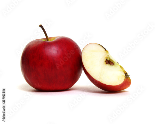 Apple with slice on a white background