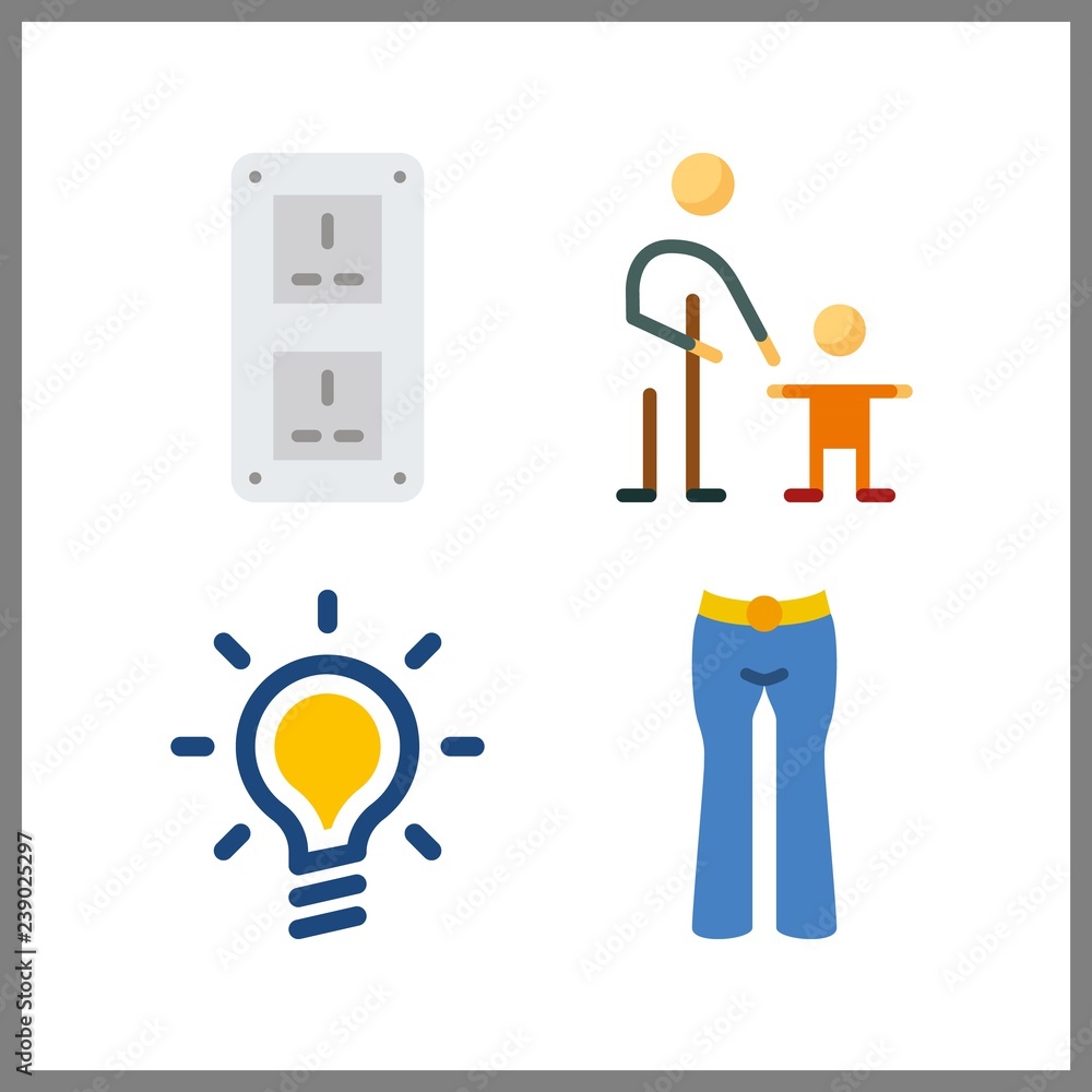4 person icon. Vector illustration person set. trousers and child icons for person works 4 person icon. Vector illustration person set. trousers and child icons for person works
