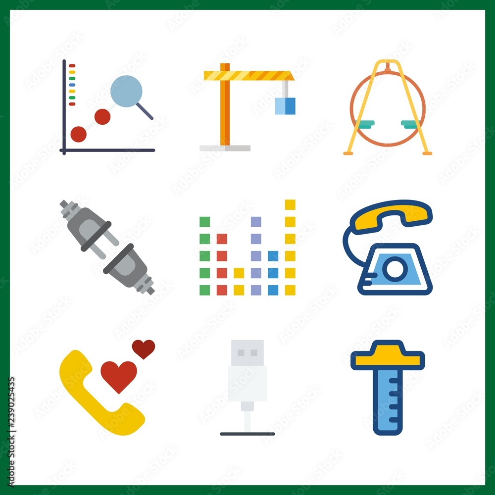 9 line icon. Vector illustration line set. winch and usb cable icons for line works 9 line icon. Vector illustration line set. winch and usb cable icons for line works